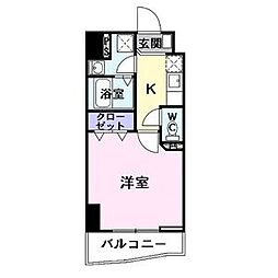 アゲート白壁 1Kの間取図画像