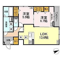 名古屋市昭和区広瀬町1丁目アパート 2LDKの間取図画像
