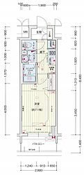 プレサンス桜通ベルノ 1Kの間取図画像