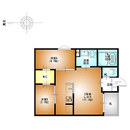 REGALEST草薙町 2LDKの間取図画像