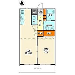 アムール南分 1LDKの間取図画像