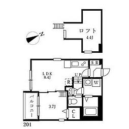 スヴニール伝馬 1SLDKの間取図画像