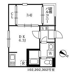 laVierge 1LDKの間取図画像