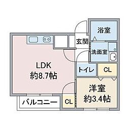 ルブラン大須 1LDKの間取図画像