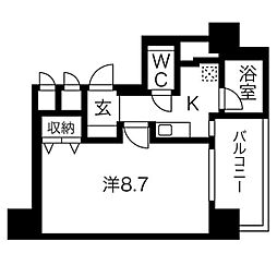 ベル花の木 1Kの間取図画像