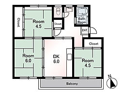 〜人気の３階〜 滝山団地 2LDKの間取り