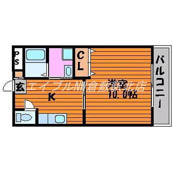 岡山県倉敷市水江(賃貸マンション1K・4階・32.80㎡)の写真 その2