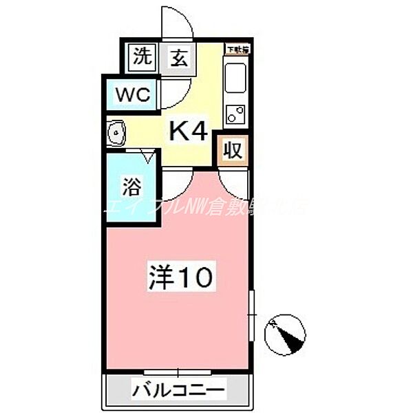 岡山県倉敷市新倉敷駅前4丁目(賃貸マンション1K・4階・29.16㎡)の写真 その2