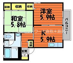 サリーレ太陽II　B棟 205 ｜ 岡山県倉敷市玉島長尾53-1（賃貸アパート2K・2階・43.75㎡） その2