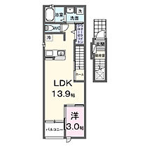 マーベラスＫ3　Ｂ 202 ｜ 岡山県岡山市北区田中607番地8（賃貸アパート1LDK・2階・41.73㎡） その2