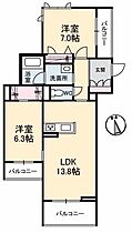 ベル・クレール 306 ｜ 岡山県倉敷市笹沖506-1（賃貸マンション2LDK・3階・63.07㎡） その2