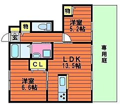 プレイン・パイン　Ｂ 107 ｜ 岡山県倉敷市水江87（賃貸アパート2LDK・1階・58.30㎡） その2