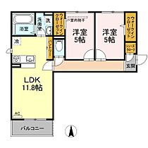 ヒマワリ 203 ｜ 岡山県岡山市北区花尻みどり町6-113（賃貸アパート2LDK・2階・55.83㎡） その2