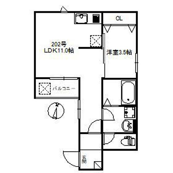 福岡県福岡市東区名島2丁目(賃貸アパート1LDK・3階・35.13㎡)の写真 その2