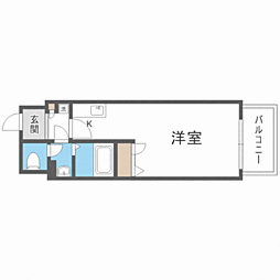 西鉄天神大牟田線 高宮駅 徒歩4分の賃貸マンション 7階ワンルームの間取り