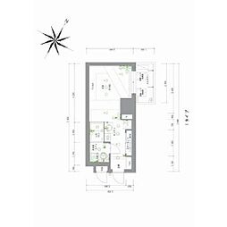 サヴォイオーサーズプレイス 1Kの間取図画像