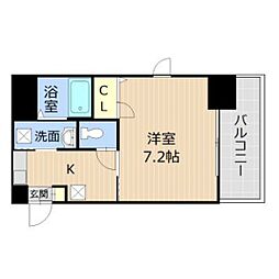 ラ・フィールド平尾 1Kの間取図画像