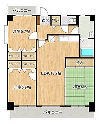 カサグランデ筑紫 3LDKの間取図画像