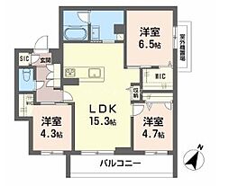 シャーメゾン上大利レジデンス 3LDKの間取図画像