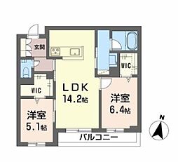 AmiCourt Ohri 2LDKの間取図画像