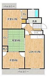 アビタシオン天拝 3LDKの間取図画像