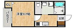 ヴィルシーナ太宰府 1Kの間取図画像
