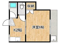 アサヒコーポ 1Kの間取図画像
