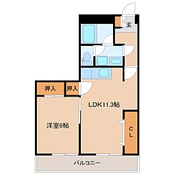 パークサイド橘 2LDKの間取図画像