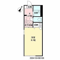 サン・ハイム26B 1Kの間取図画像