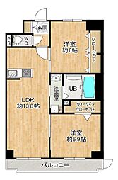 エルグランド二日市 2LDKの間取図画像