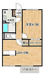 リースランド向佐野A 1LDKの間取図画像