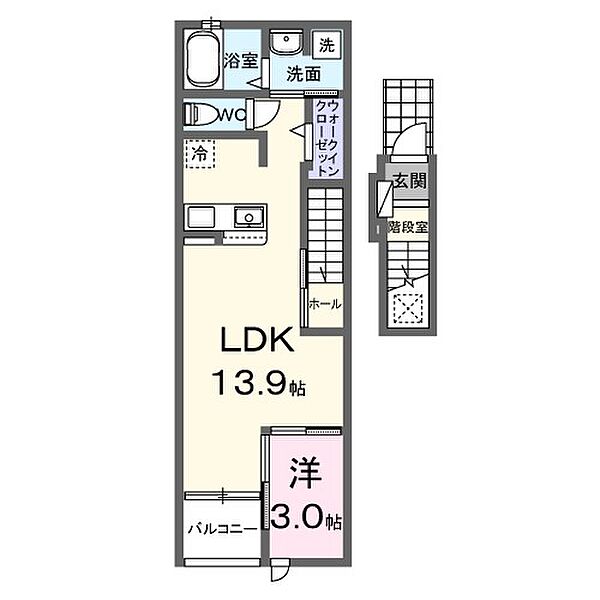 クレストアドバンステンパイII 202｜福岡県筑紫野市武蔵３丁目(賃貸アパート1LDK・2階・41.73㎡)の写真 その2