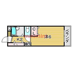 ウインドワード野中 1Kの間取図画像