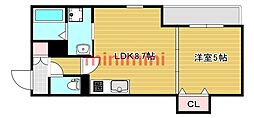 セレニティ豊川 1LDKの間取図画像