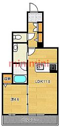ヴァンベール 1LDKの間取図画像