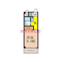 ラポール吹田 1Kの間取図画像