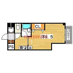 クレールメゾン 1Kの間取図画像