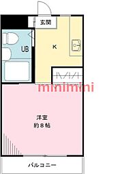 アミニティーハイツ 1Kの間取図画像