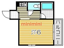 グランデール 1Kの間取図画像