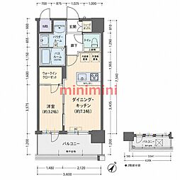 エステムコート新大阪XVIIベイス 1DKの間取図画像