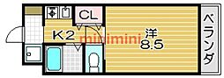 シティ・コム高槻 1Kの間取図画像