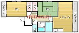 第9摂津グリーンハイツ 2LDKの間取図画像