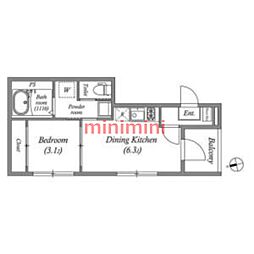 Laugh Sunny II 1DKの間取図画像