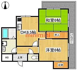 グリーンピア高槻 2DKの間取図画像