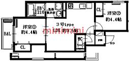 D porta harvest 2LDKの間取図画像