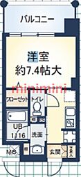 ルーヴェンブルン豊津 1Kの間取図画像