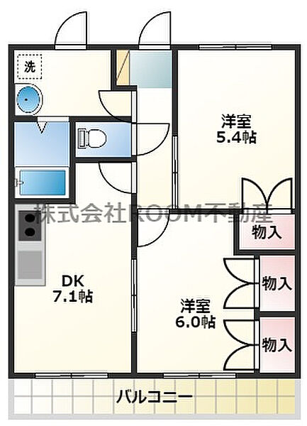 パークサイド祝吉 ｜宮崎県都城市祝吉町(賃貸アパート2DK・1階・45.36㎡)の写真 その2