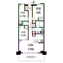 コンフォリア・リヴ八坂富士見 4階3LDKの間取り