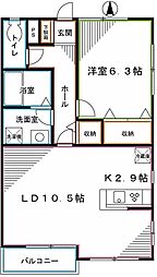 メゾン・フローラ 1階1LDKの間取り