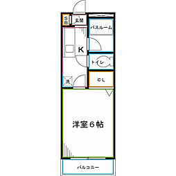 コーポグロリア 1階1Kの間取り